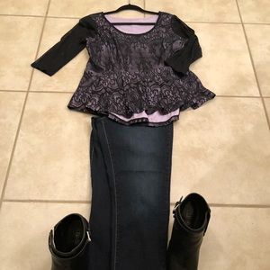 Adorable black and purple blouse size 14/16 LaneB